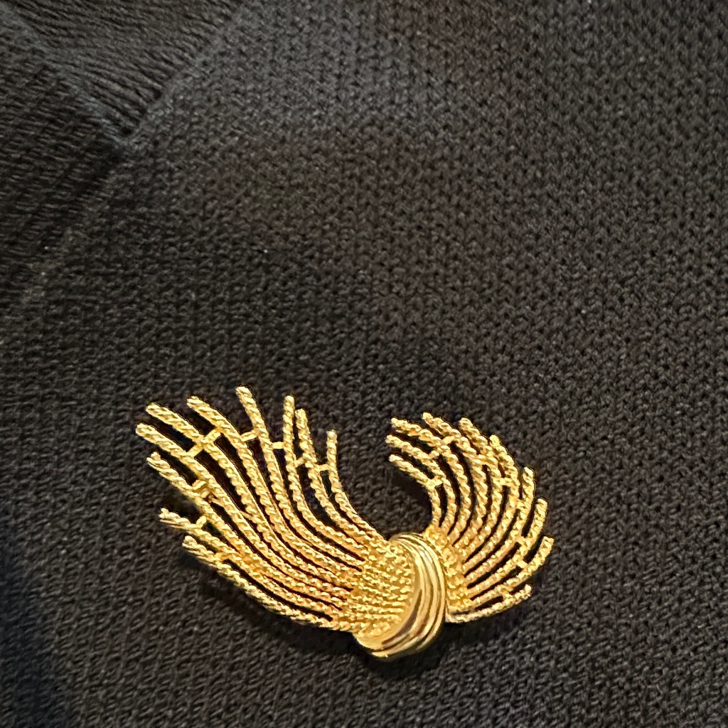 Gold Tone Wing Brooch By M Jent